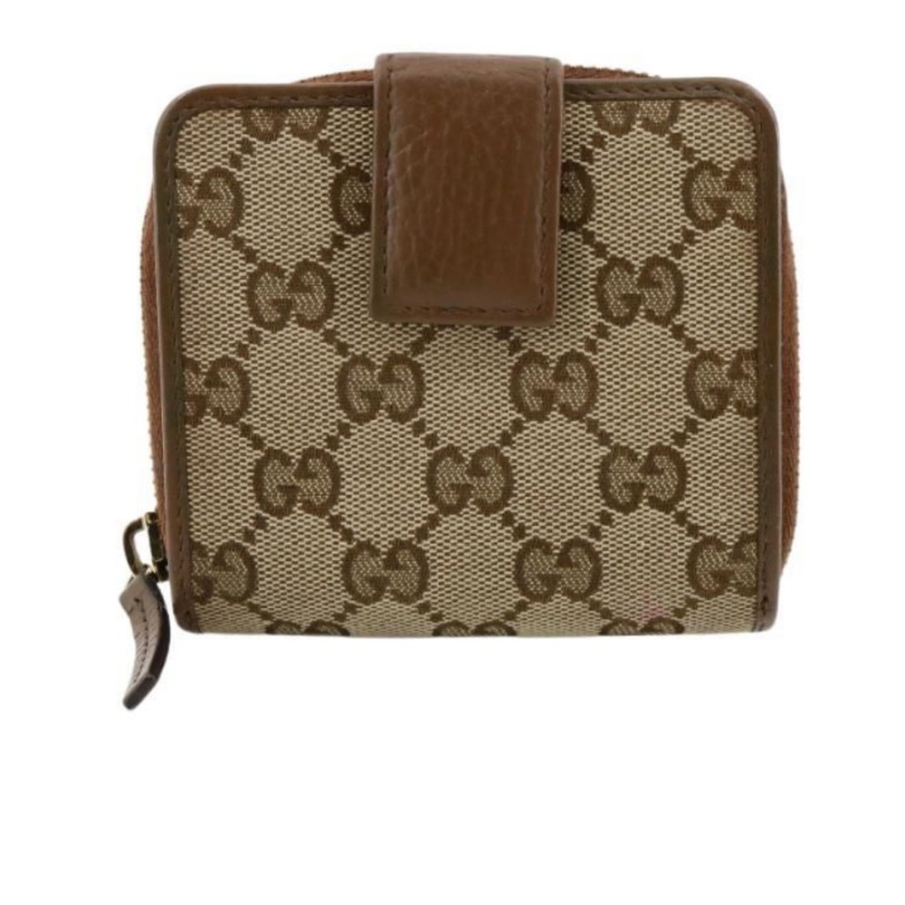 Gucci Brown GG Canvas Leather Monogram Wallet
